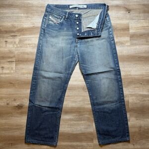 Diesel Jeans Men 34x28 Blue Relaxed Straight Leg Baggy Autumn Wash Italy Vintage